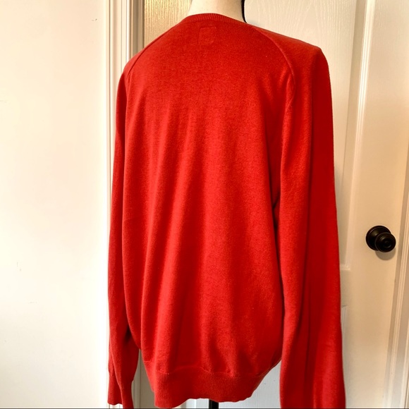 GAP Men’s Red/Orange Cotton V-Neck Sweater—SZ. Lg - Picture 3 of 13